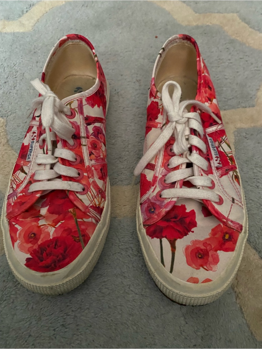 Superga W' White Sneakers with Pink Floral Print